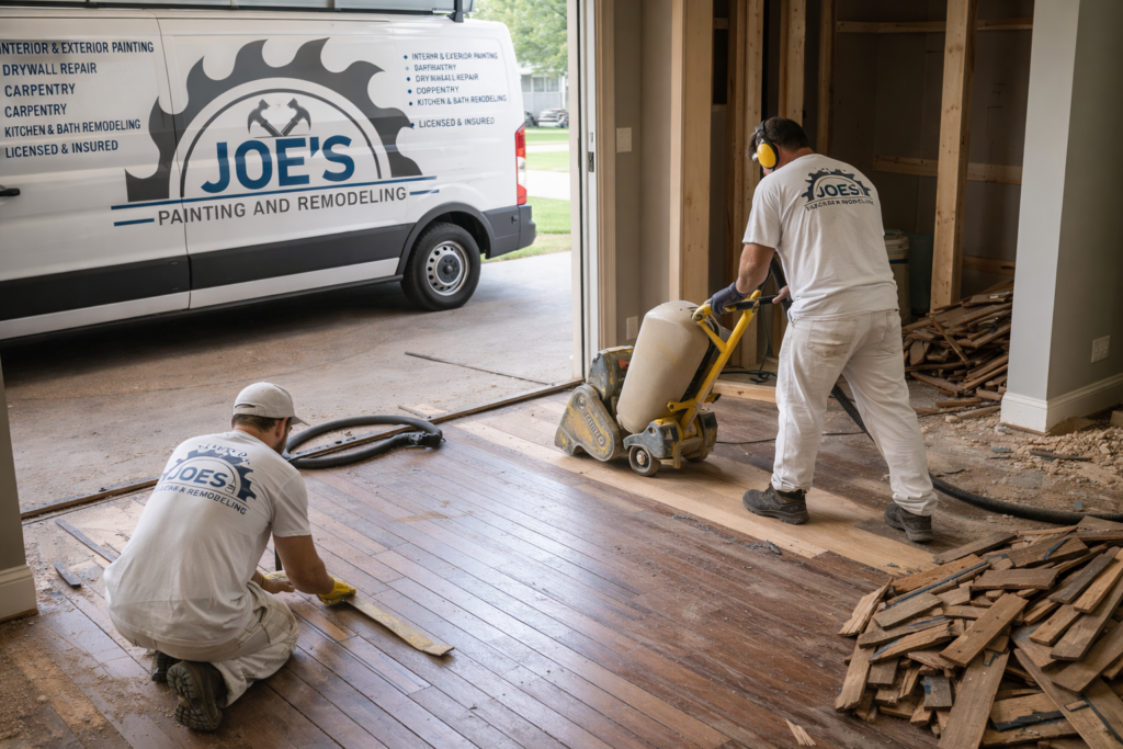 Renovación de suelos en progreso